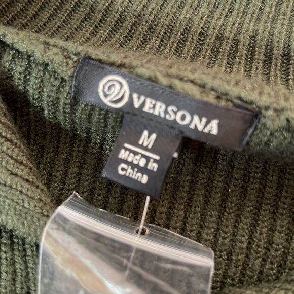 Versona NWT Green Collared Long Sleeve Knitted Sweater Dress Size Medium - Picture 11 of 11